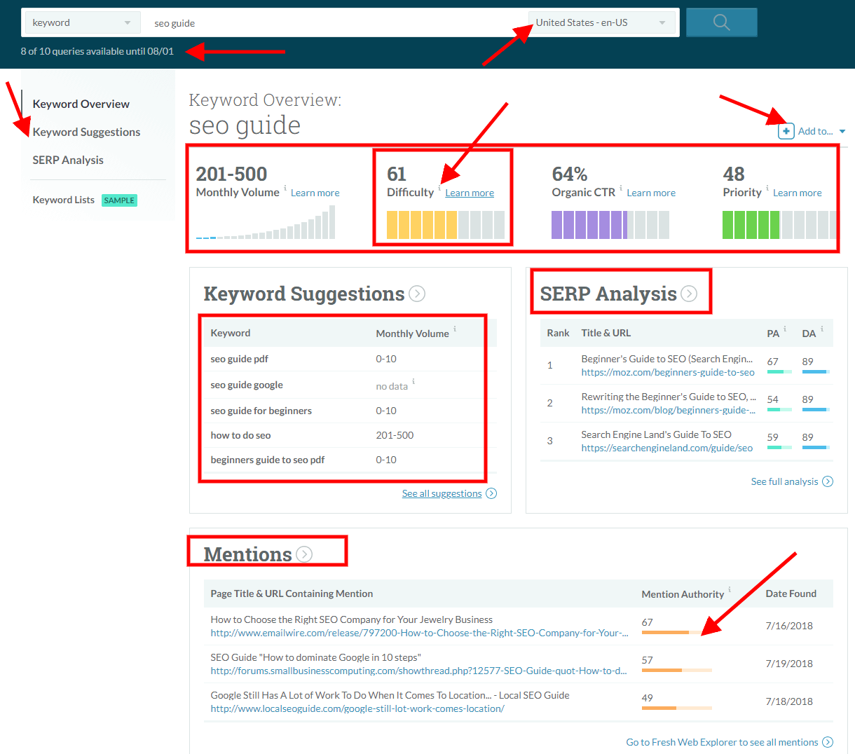 Moz Keyword Explorer tool