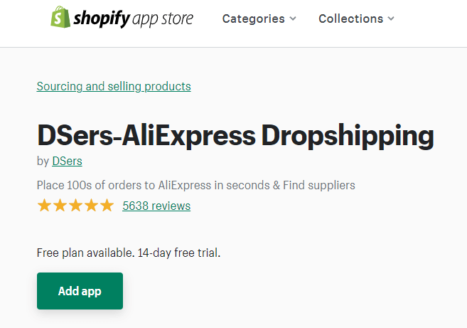 DSers Shopify app
