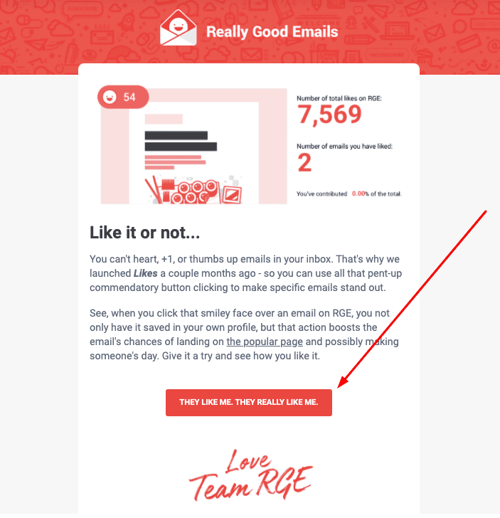 Really Good Emails uses a funny CTA